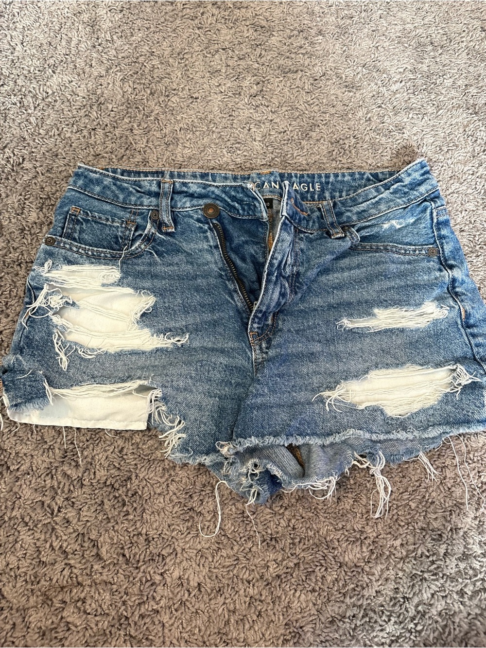 American Eagle Outfitters Distressed Light Blue Denim Cutoff Shorts